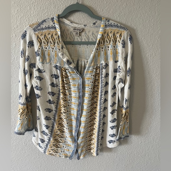 Lucky Brand Tops - Lucky Brand Blue and Yellow Patterned Top Medium